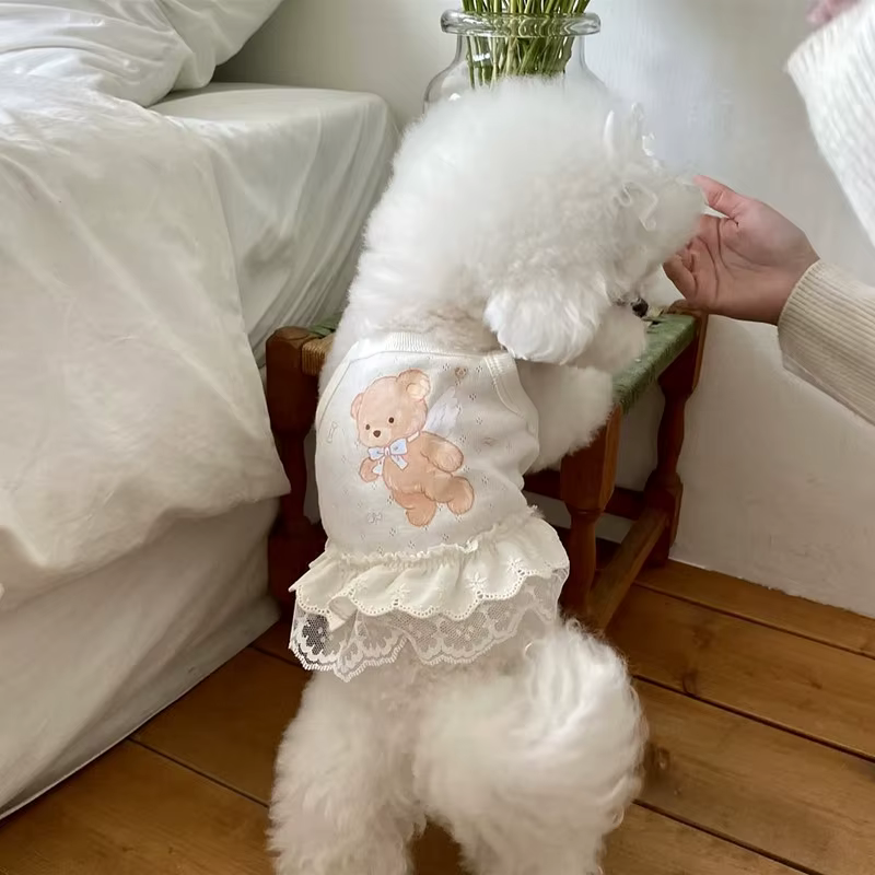 Vestido de Verano para Perros Pequeños – Falda de Encaje Blanco - imagen 2