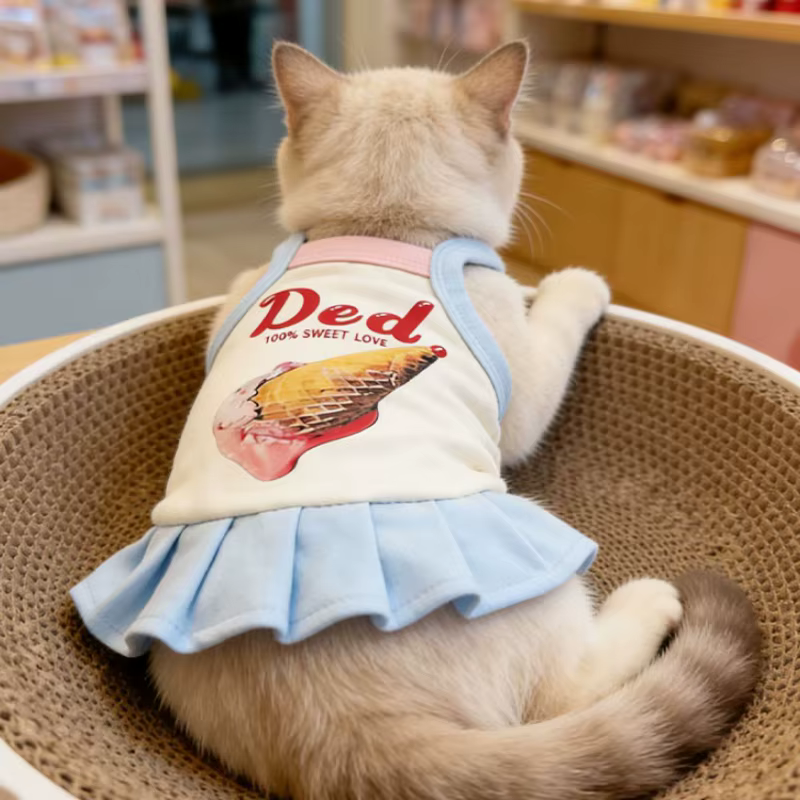 Vestido veraniego para gatos y perros – Falda princesa estampada - imagen 2