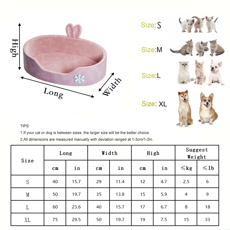 Cama desmontable para mascotas con tela suave