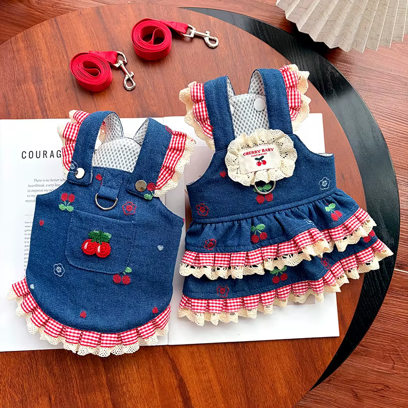 Vestido arnés vaquero con correa para perros pequeños y gatos - imagen 3