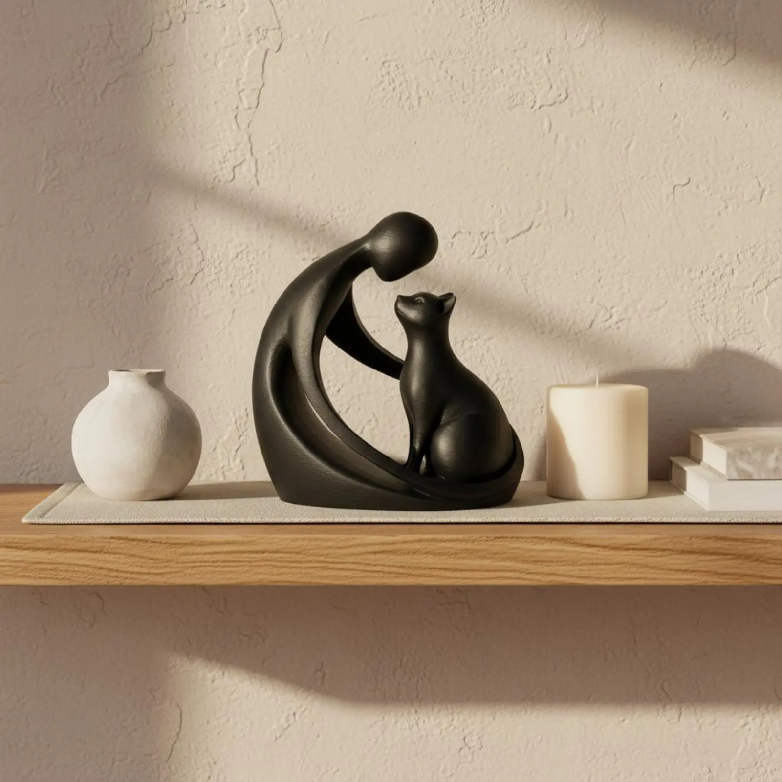 Escultura felina minimalista de pareja, estatua abstracta 3D - imagen 3