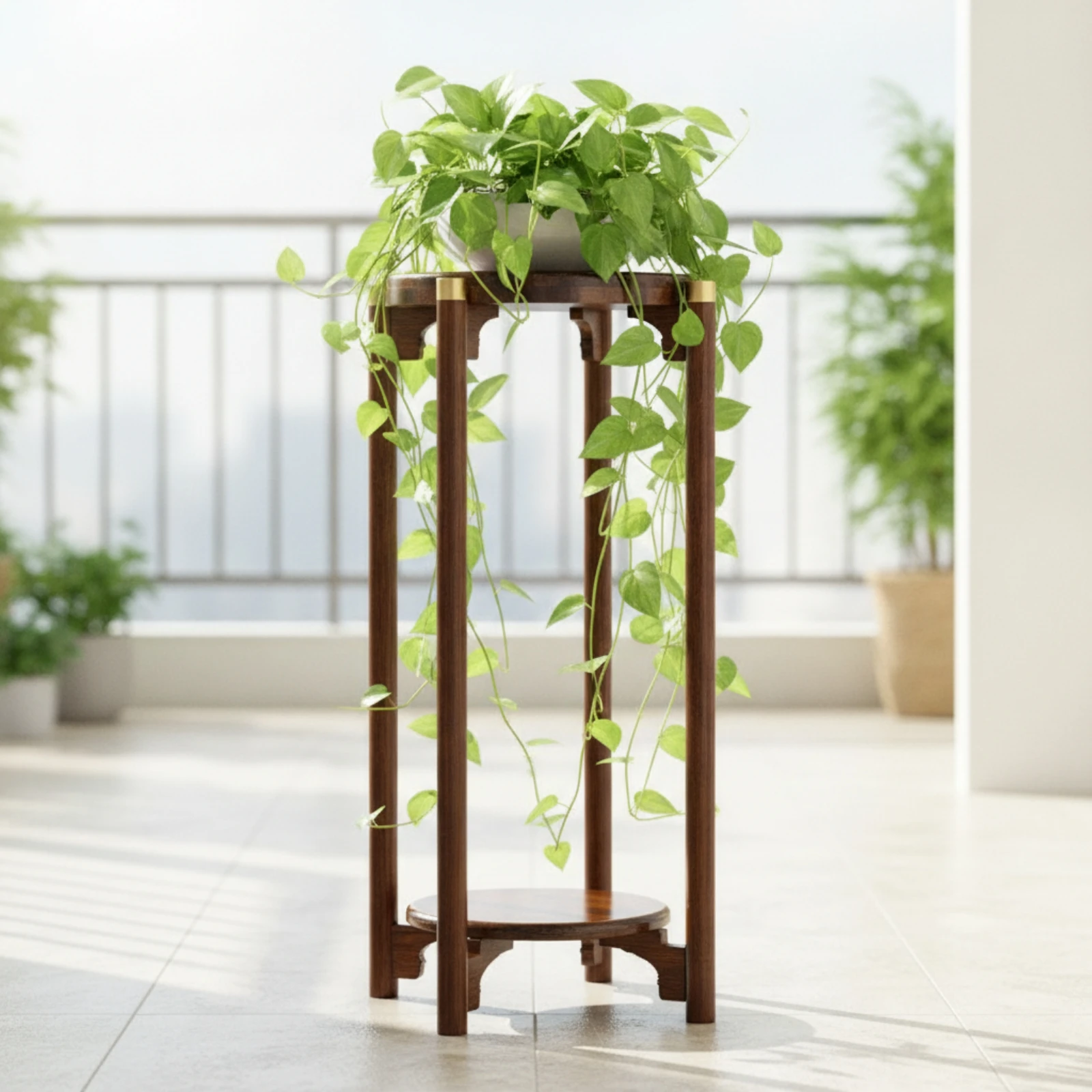 Estante Bambú 2 Niveles para Plantas – Decorativo y Ahorro de Espacio - imagen 4