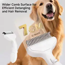 Cepillo curvo flotante de acero inoxidable para quitar pelo a perros y gatos de pelo largo