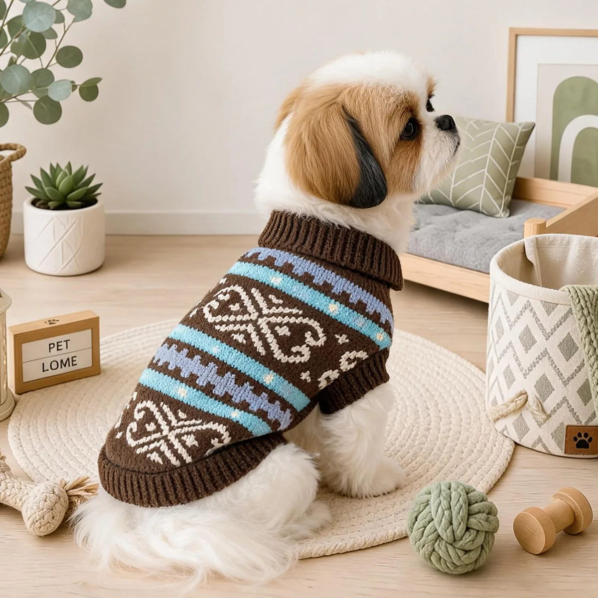 Jersey cálido de punto a rayas para perros y gatos pequeños - imagen 5