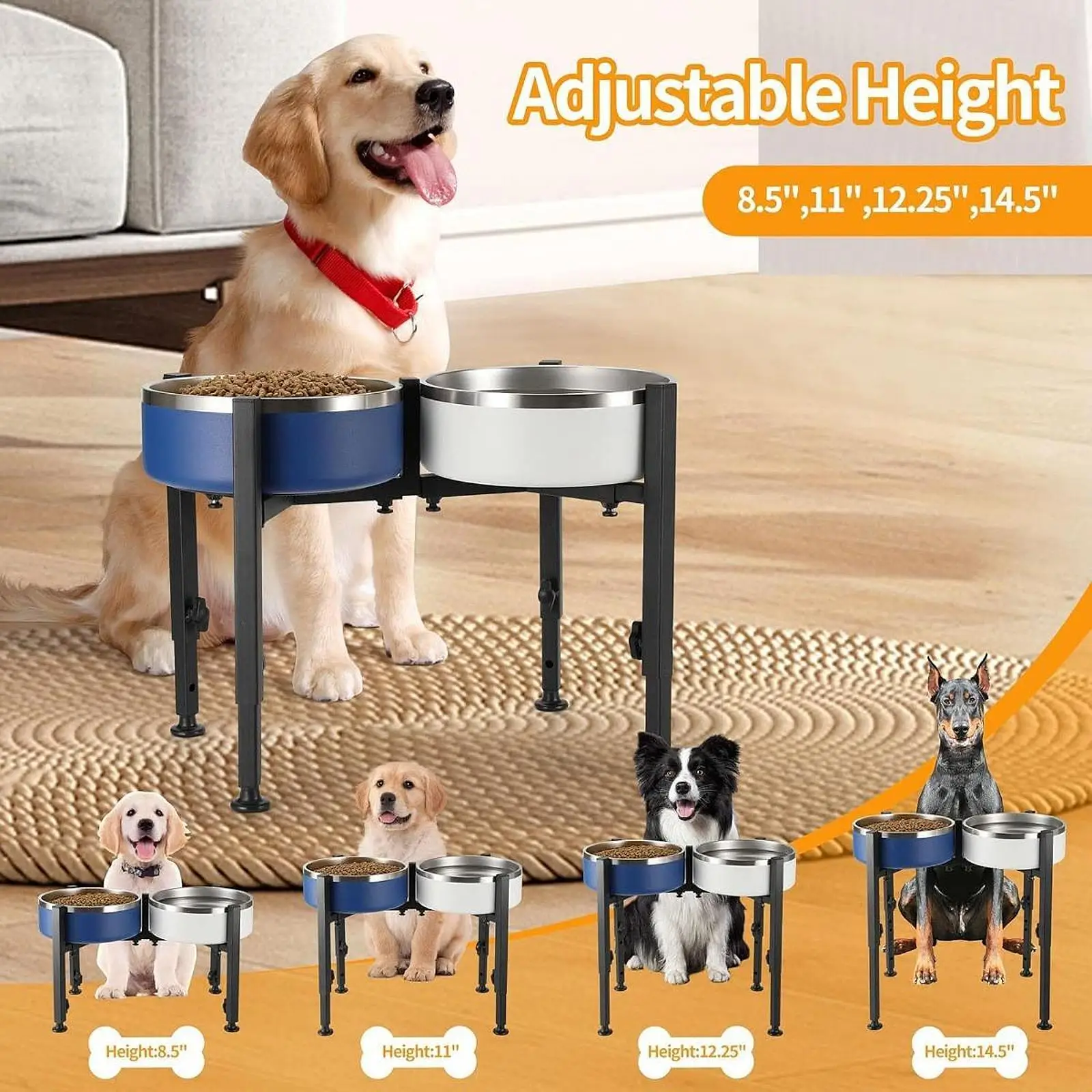 Base estable de hierro para comedero de perros