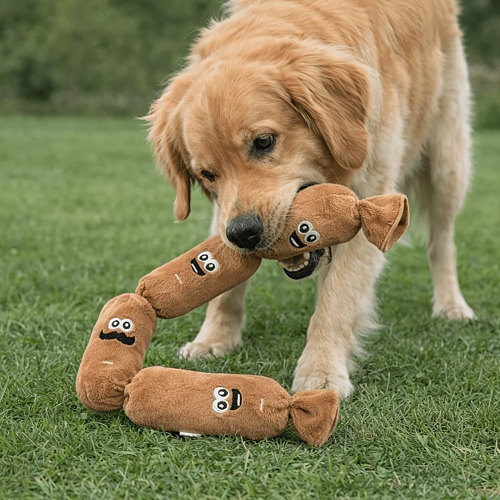 Juguete peluche salchicha para perros con sonido y resistente a mordidas - imagen 4