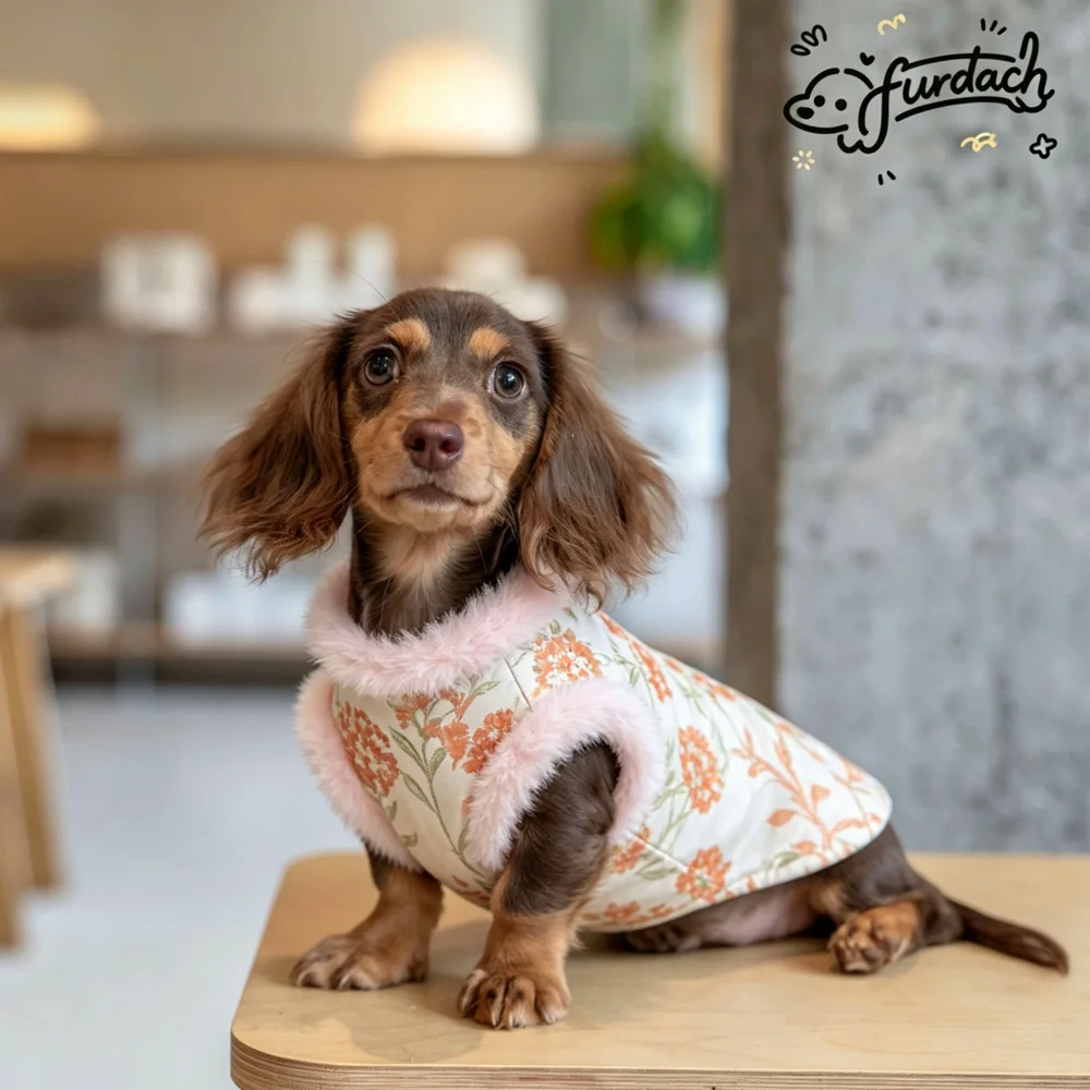 Abrigo de lana rosa tipo Cheongsam para perros, cálido invierno - imagen 4