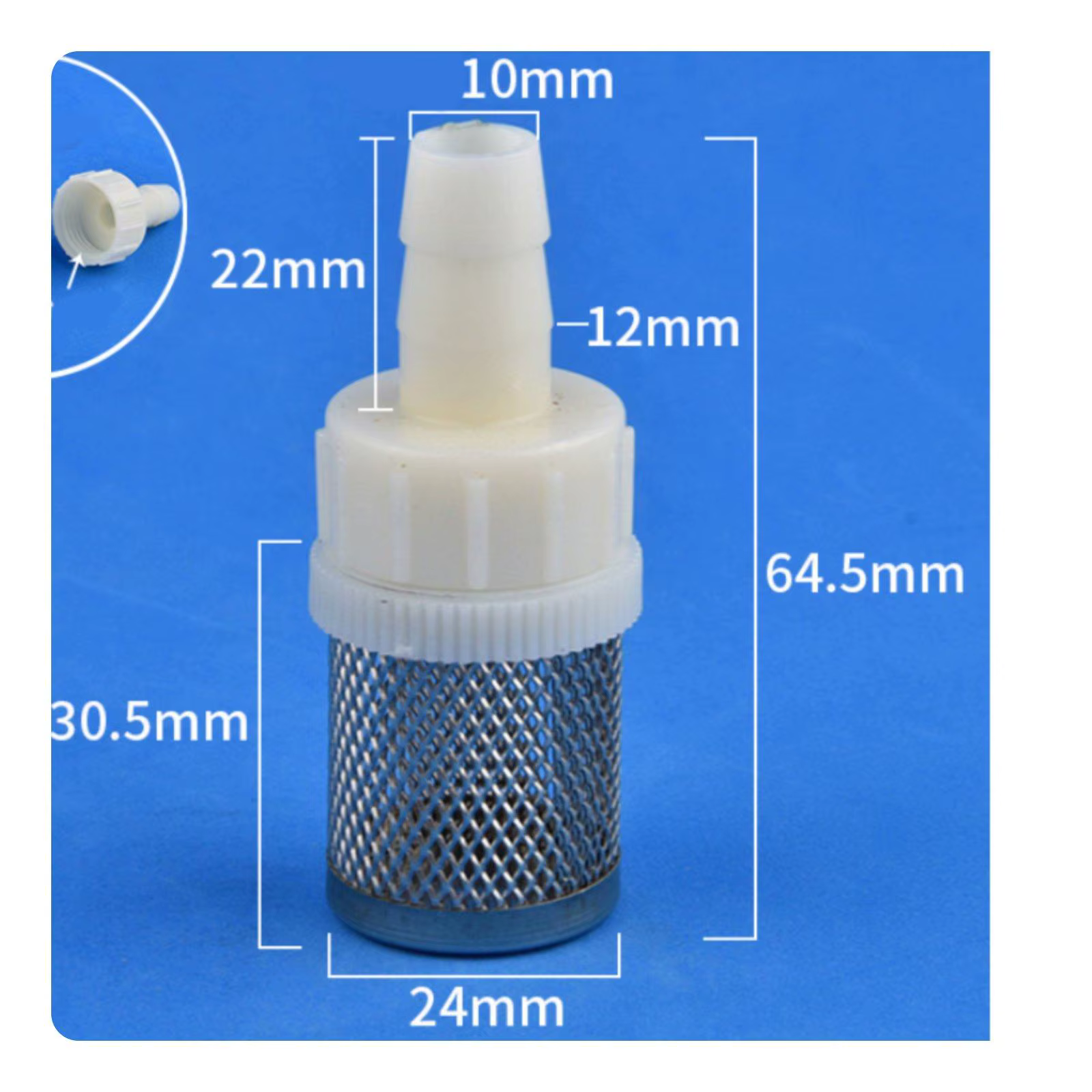 Prefiltro inox malla para bomba acuario y estanque - imagen 3