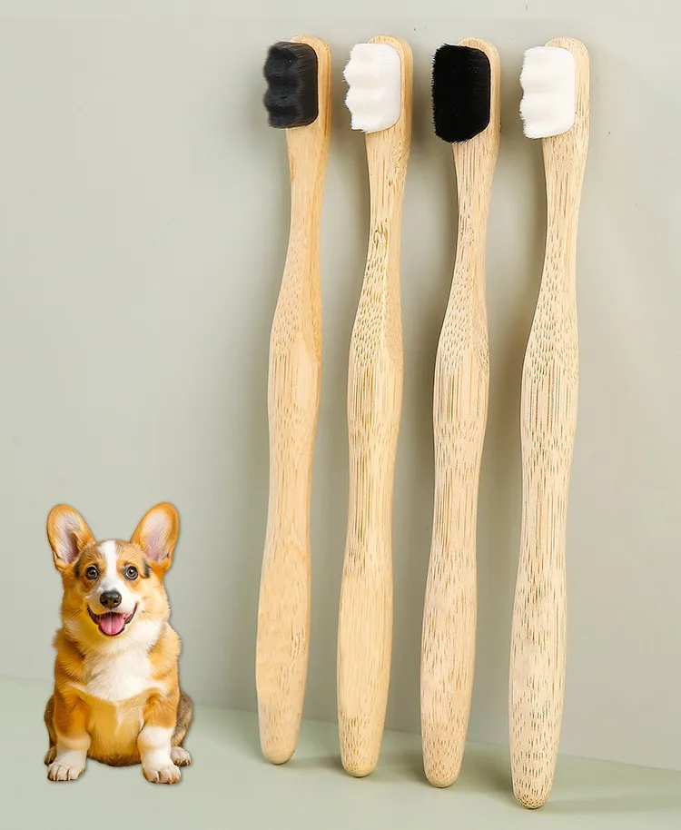 Cepillo para perros con cerdas suaves y mango de bambú