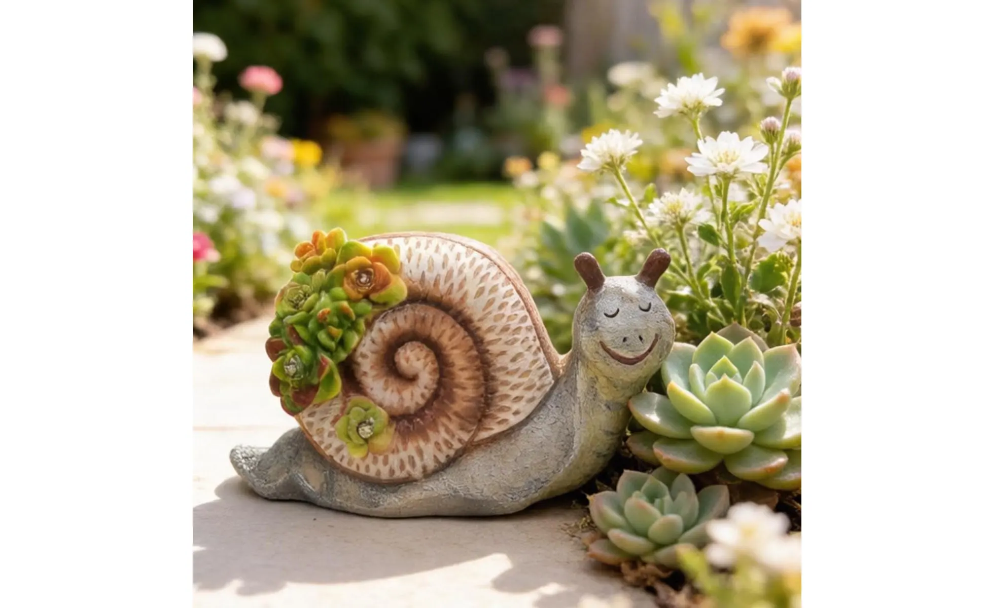 Estatua de caracol de dibujos animados para jardín