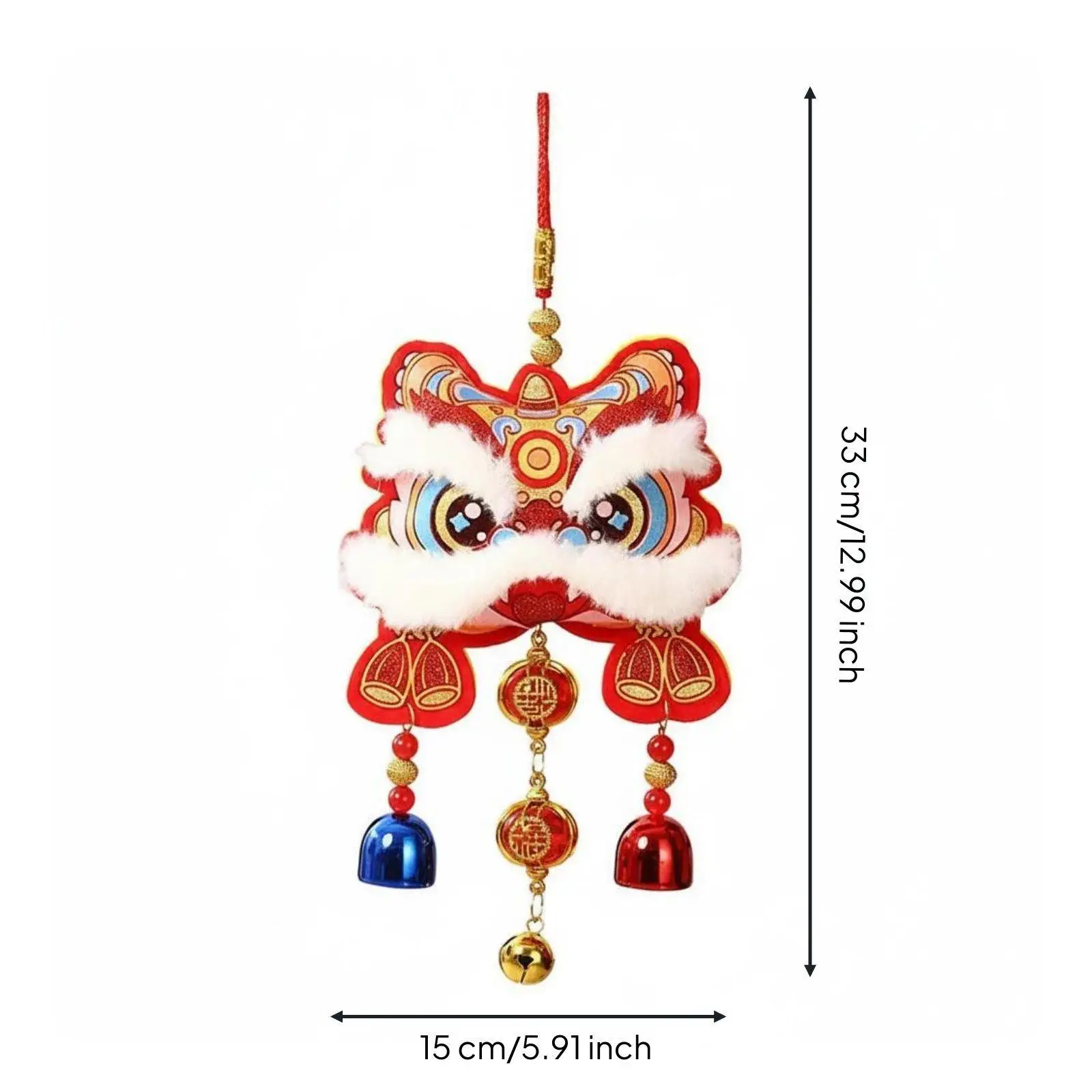 Amuleto de León Chino en Peluche – Colgante Decorativo para Puerta y Espejo