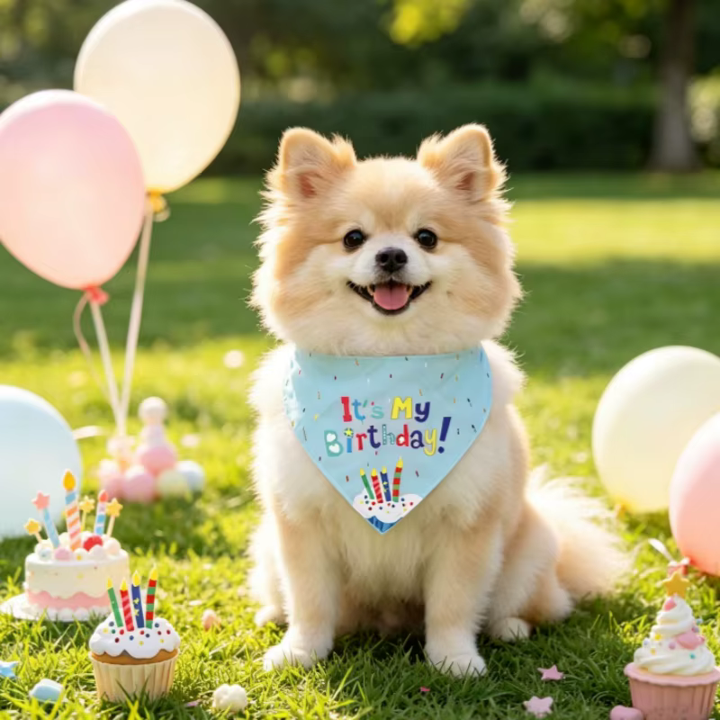 Pañuelo triangular para perro y gato en tono rosa