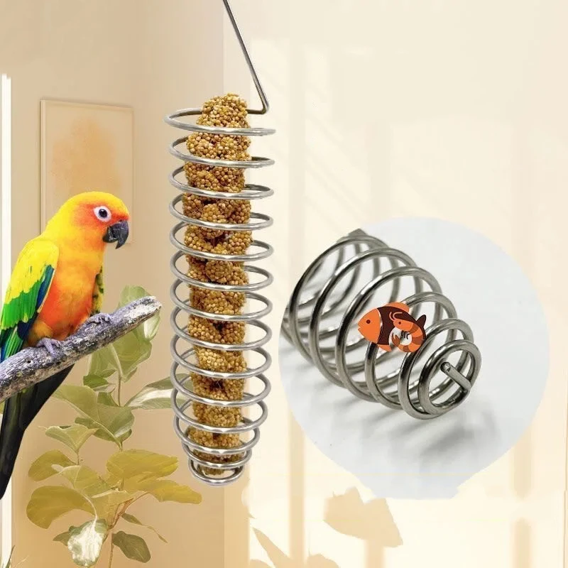Comedero colgante de acero inoxidable para aves de exterior, espiral - imagen 2