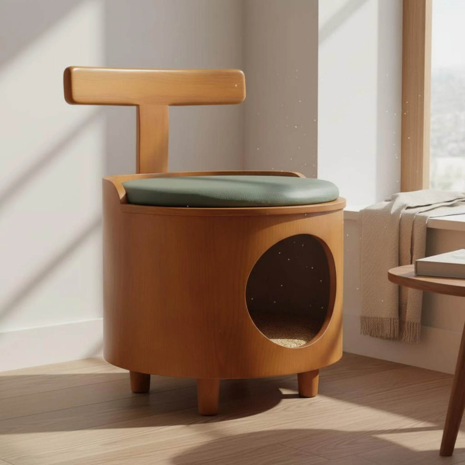 Cama para gatos de madera resistente a arañazos, interior todo el año - imagen 2
