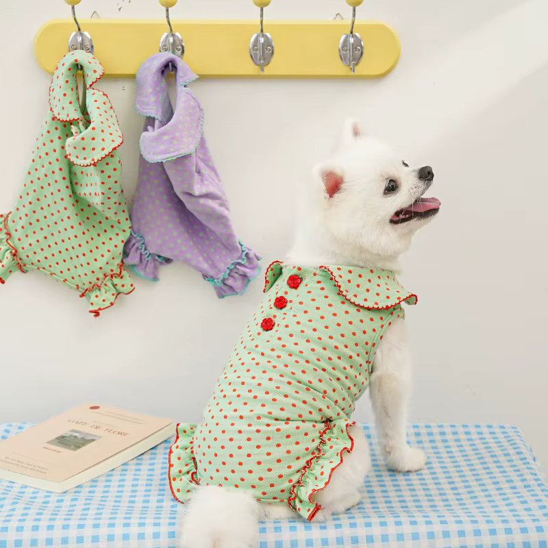 Sudadera vientre transpirable con lunares para perros y gatos - imagen 3