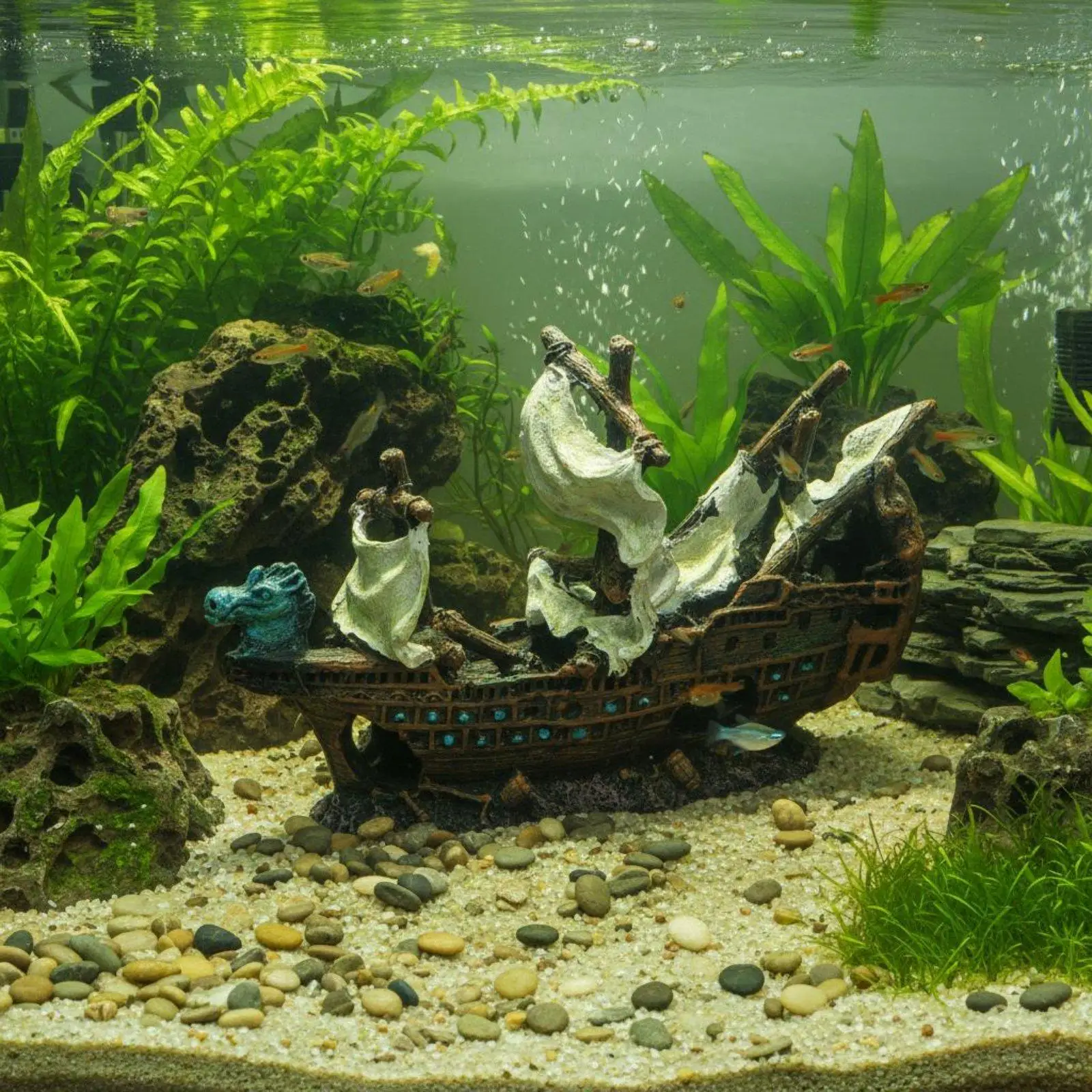 Decoración acuario resina barco hundido – Adorno marino - imagen 4