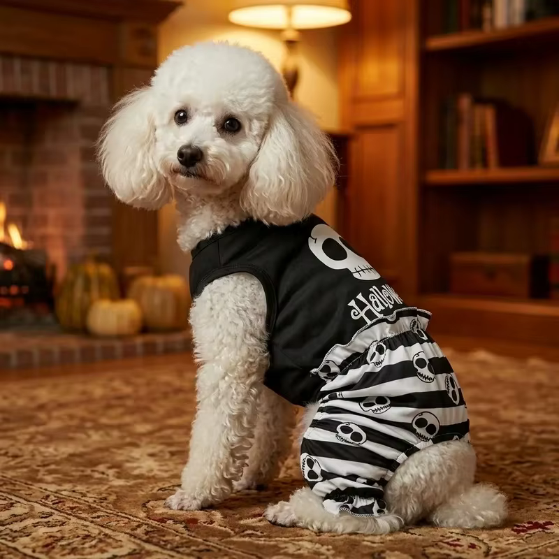 Mono Halloween calavera sin mangas perros pequeños medianos gatos - imagen 5