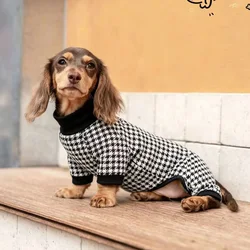 Abrigo de algodón con estampado pata de gallo para perro salchicha