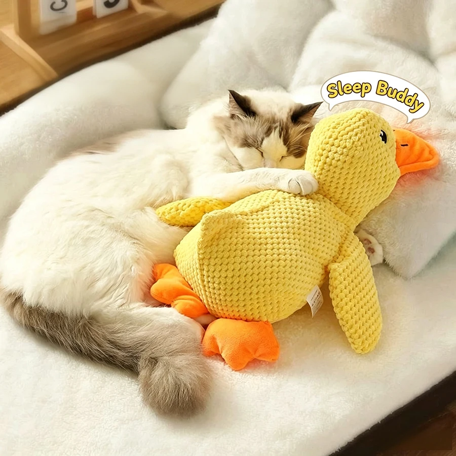 Juguete peluche pato con sonido para gatos y perros – Dentición y juego - imagen 2