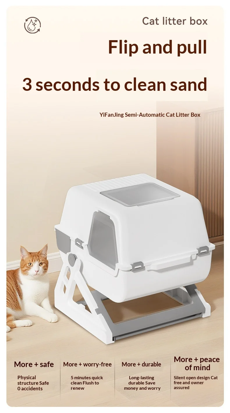 Caja de arena para gatos semi-automática y cerrada