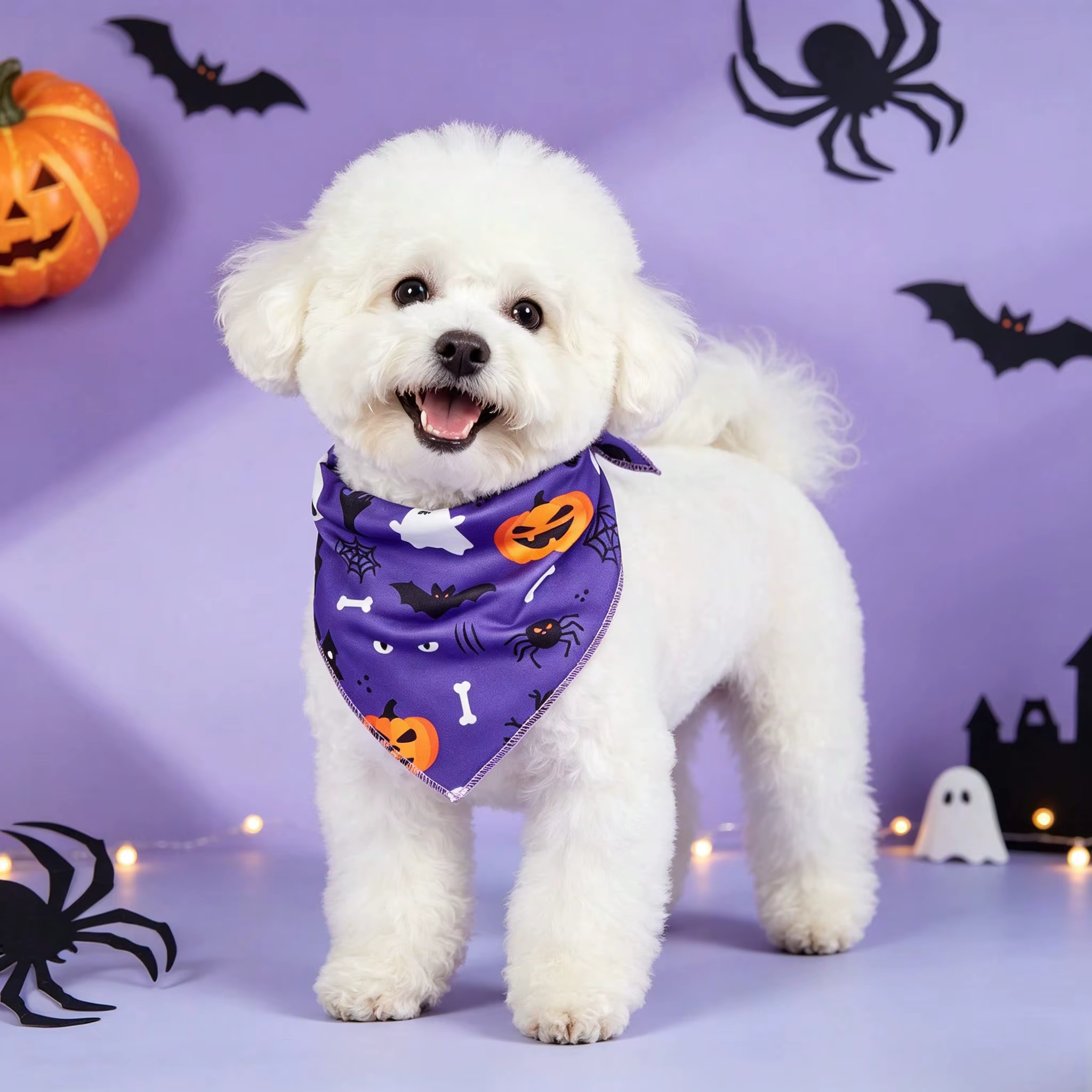 4 Pañuelos triangulares Halloween para perros - imagen 4
