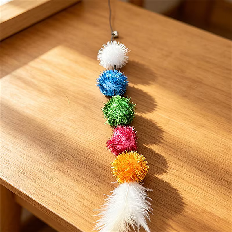 Juguete para gatos plumas y varita con borlas coloridas - imagen 4