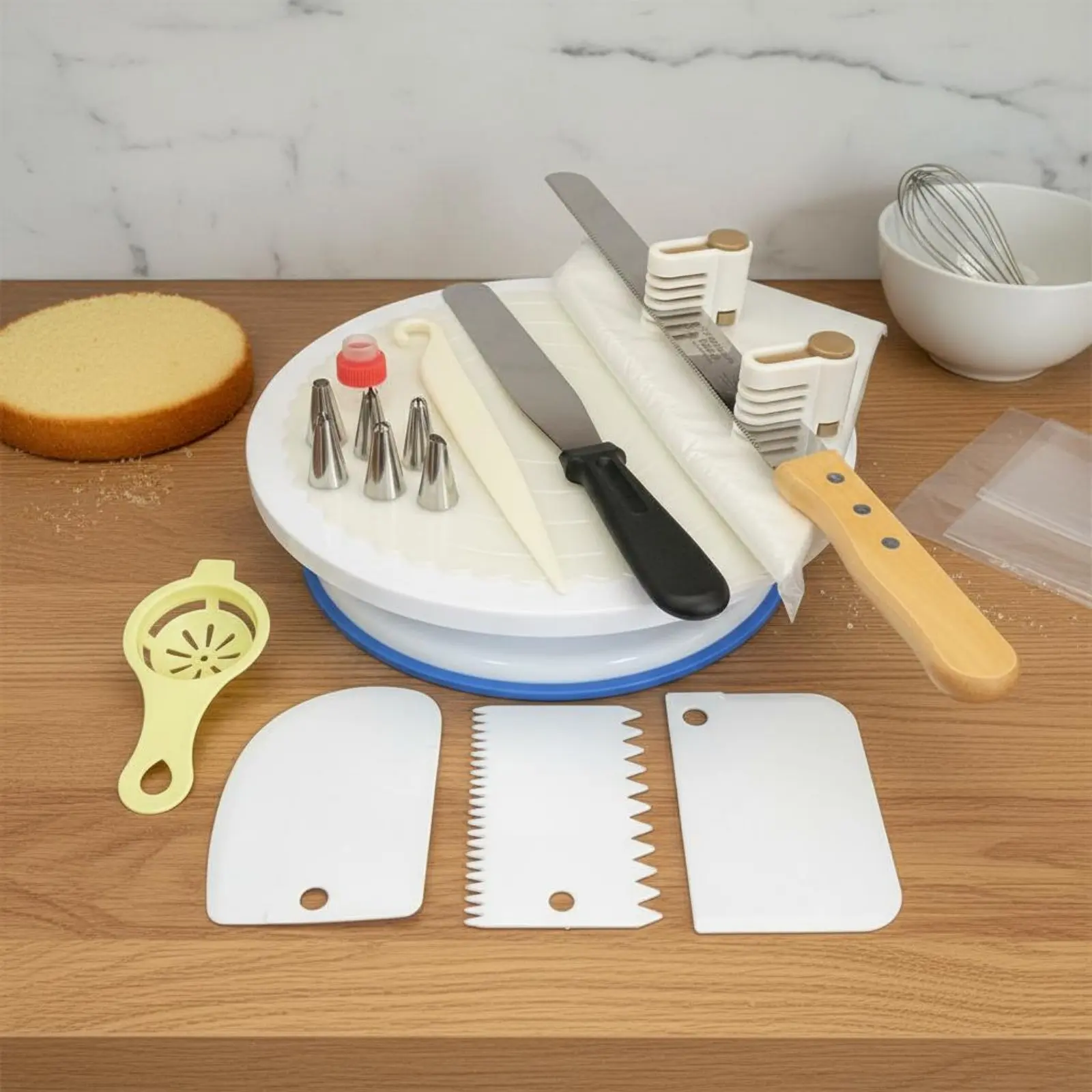 Kit de decoración de pasteles con plato giratorio y base antideslizante - imagen 3