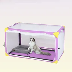 Jaula plegable de malla transpirable para gatos y perros con puerta