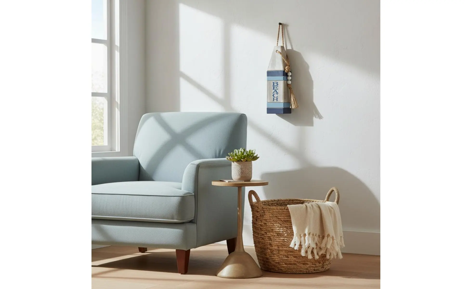 Boya de madera con diseño mediterráneo envejecido