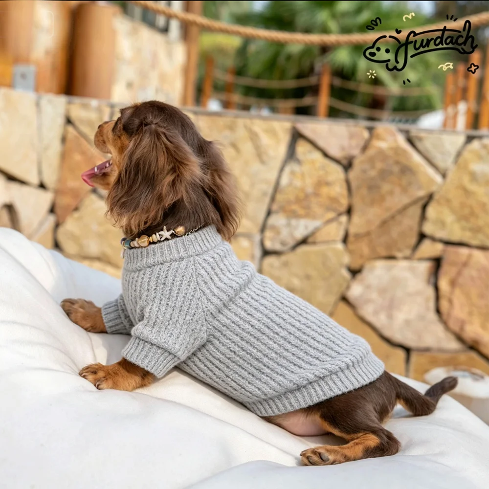 Abrigo de invierno de punto cálido para perro Dachshund miniatura - imagen 3