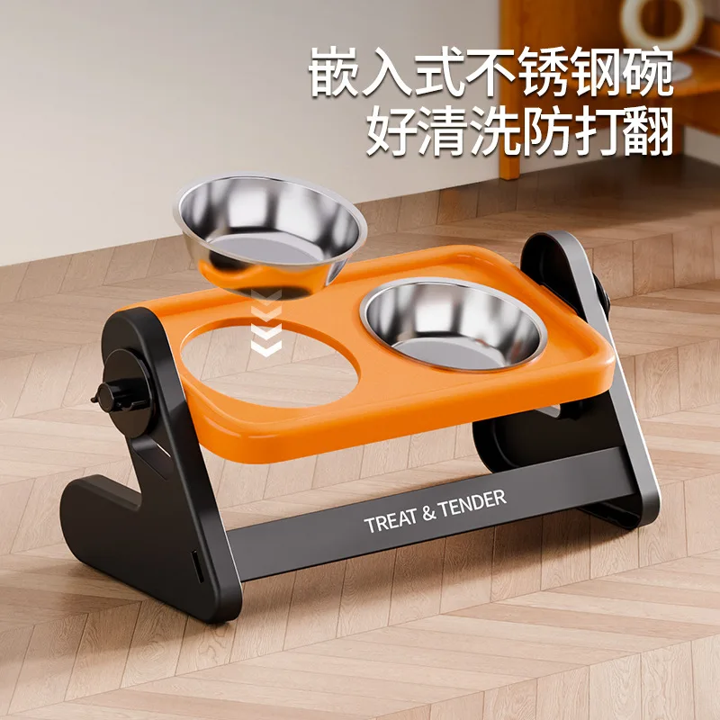 Comedero elevado ajustable con doble tazón para perros y gatos - imagen 5