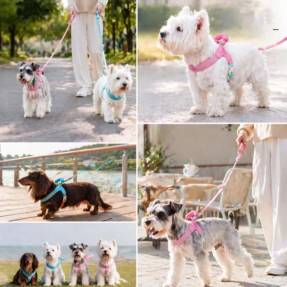 Material suave tipo gamuza en arnés de perro