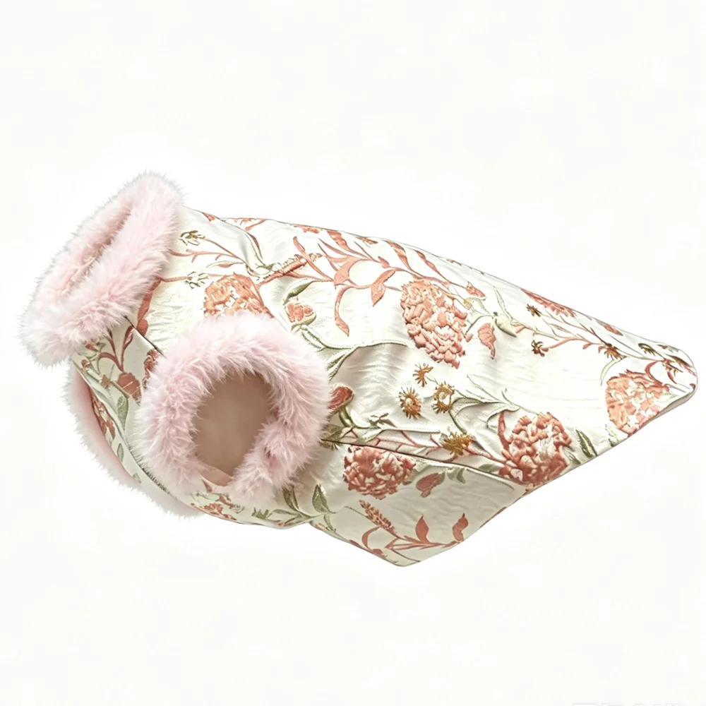 Abrigo de lana rosa tipo Cheongsam para perros, cálido invierno - imagen 3