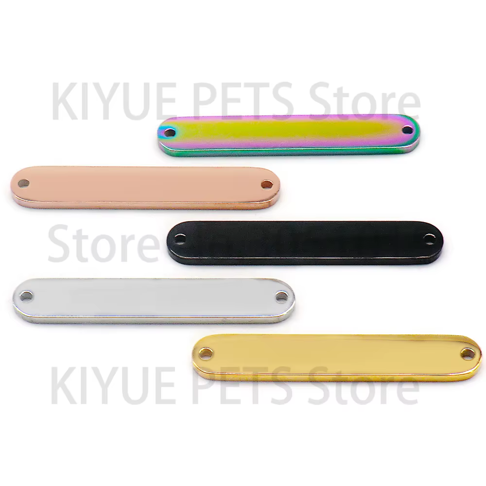 Placa de identificación grabada para gatos y perros ovalada de acero