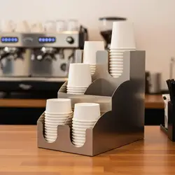 Dispensador Vasos Acero Inoxidable con Compartimentos – Organizador Barra para Café