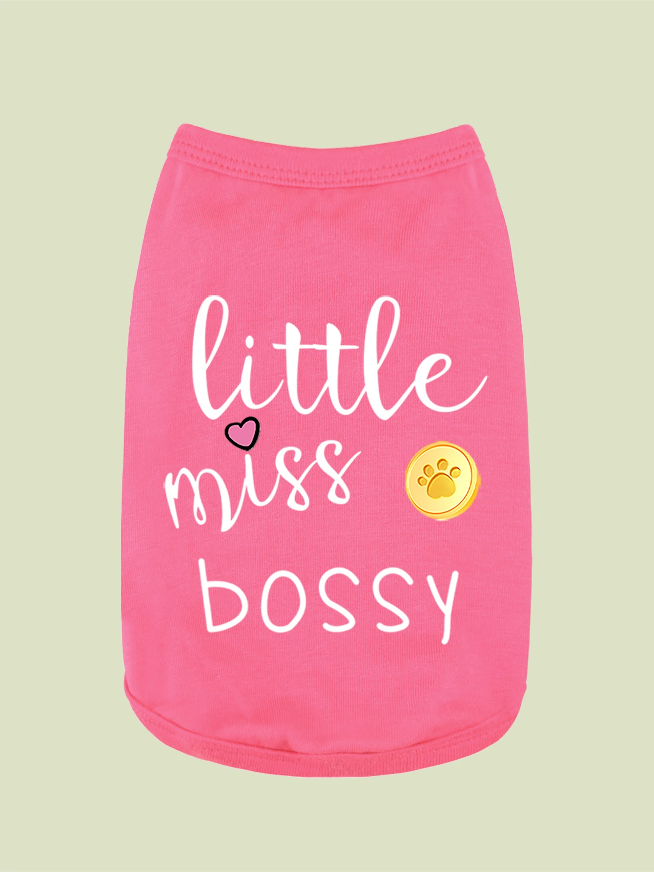 Chaleco de verano con texto Little miss bossy para perro pequeño