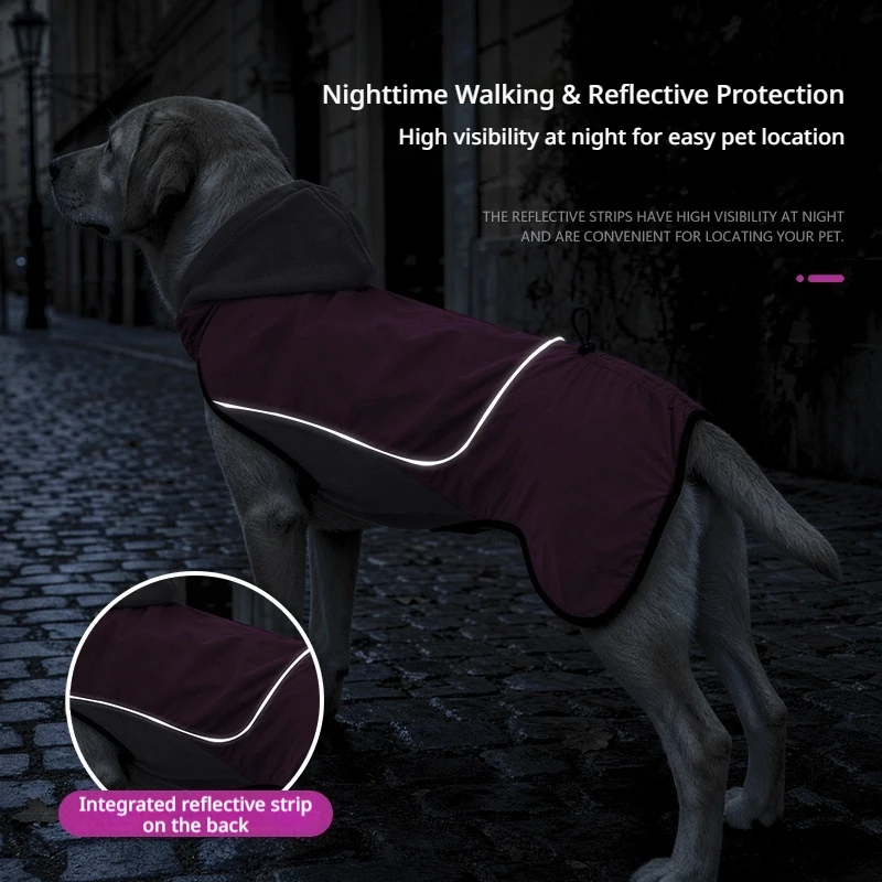Abrigo Invierno para Perro con Capucha – Chaqueta Cortavientos Reflectante - imagen 5