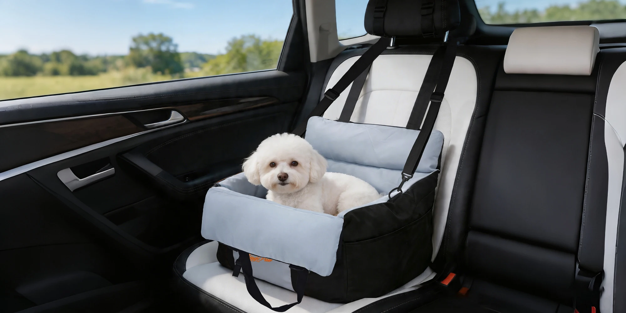 Detalle de la funda extraíble y lavable del asiento para mascotas