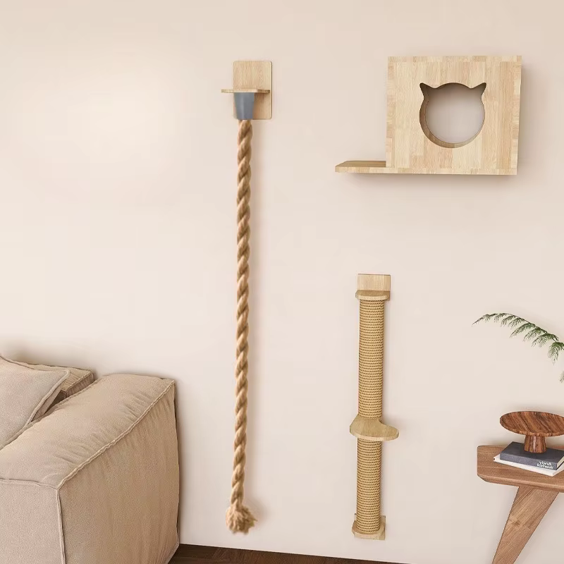 Rascador para gatos de pared con cuerda y nido colgante - imagen 4