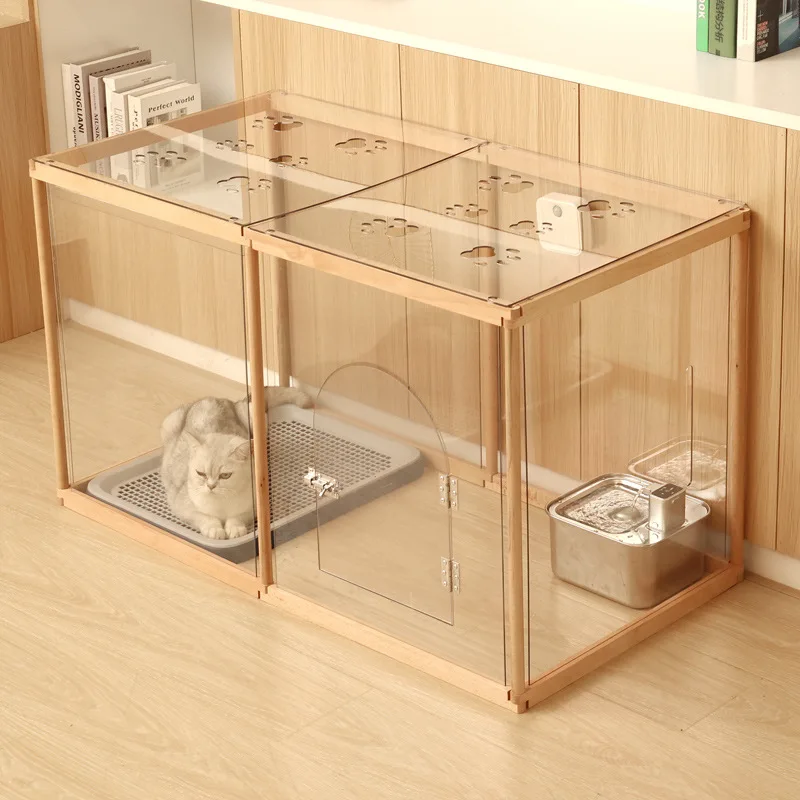 Valla Modular para Perros y Gatos de Interior – Madera y Acrílico Transparente - imagen 4