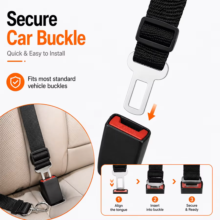 Cinturón de seguridad para perro en coche ajustable, nylon