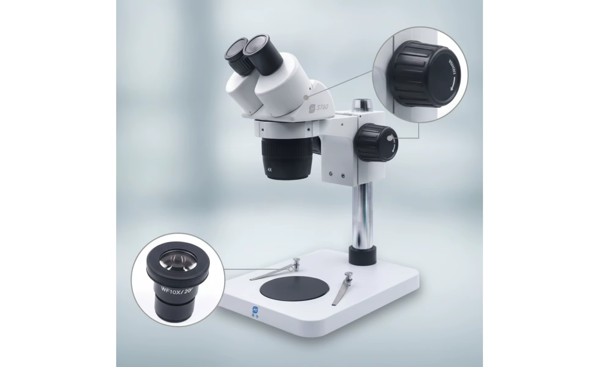 Plataforma reversible blanco y negro del microscopio