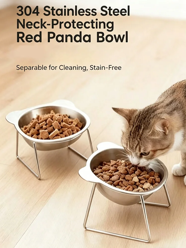 Comedero elevado VOFORD para gatos en uso