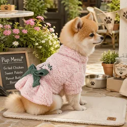 Vestido abrigo de lana rosa para perros pequeños Chihuahua y Yorkie