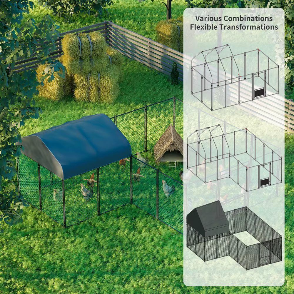 Corral para gallinas y conejos de metal resistente, cubierta UV - imagen 5