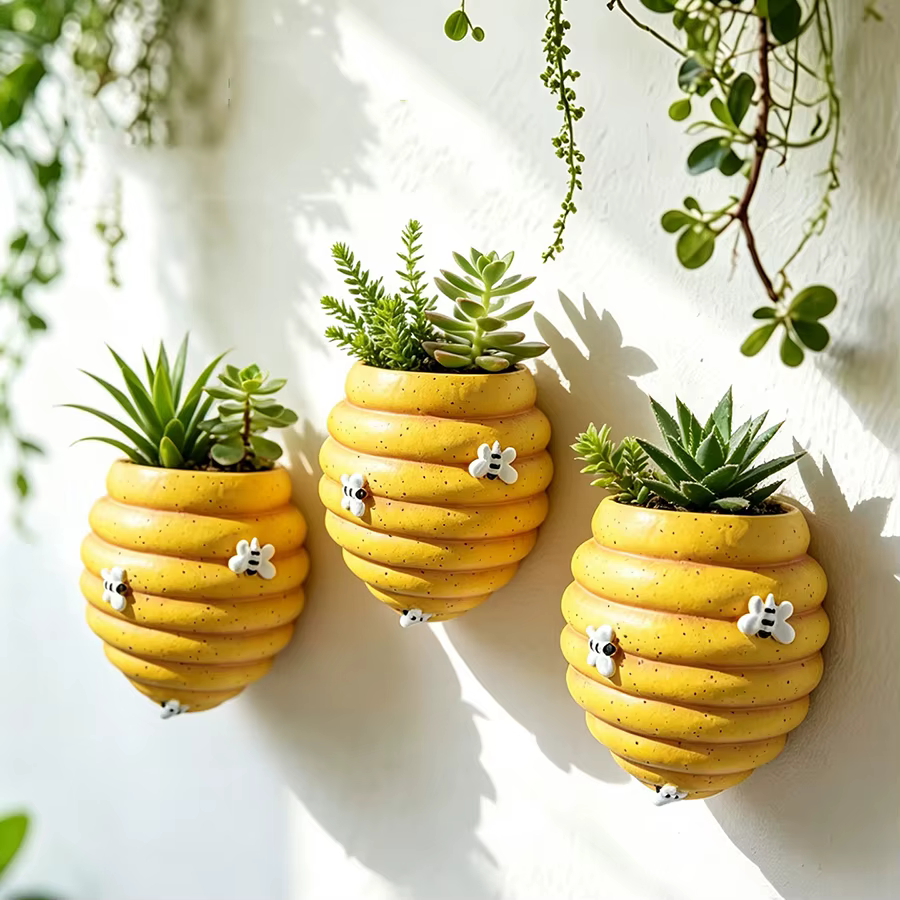 Maceta colgante vertical con panal de abeja, para suculentas - imagen 3