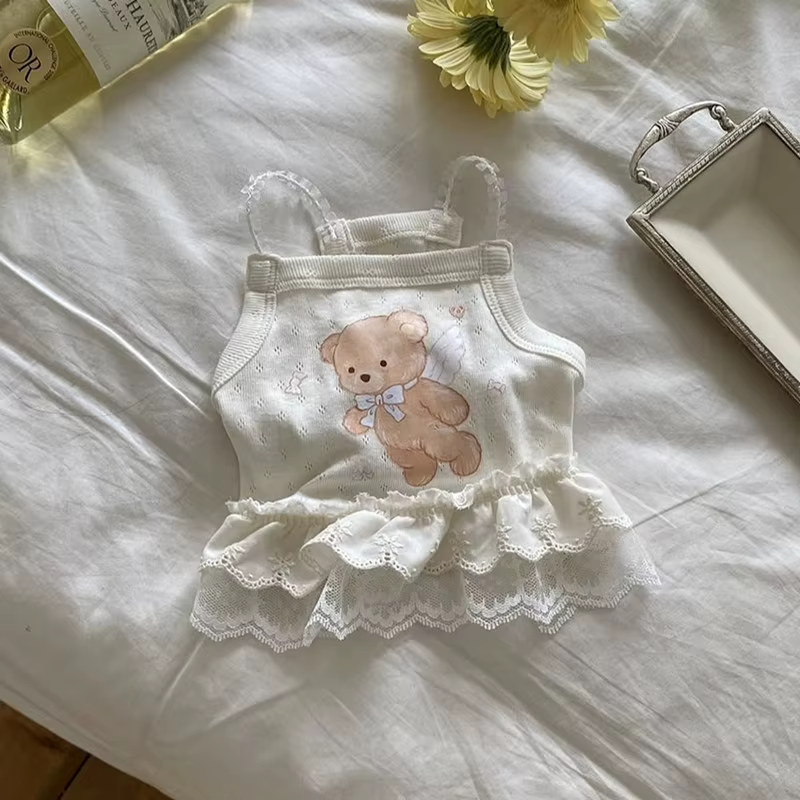 Vestido de Verano para Perros Pequeños – Falda de Encaje Blanco