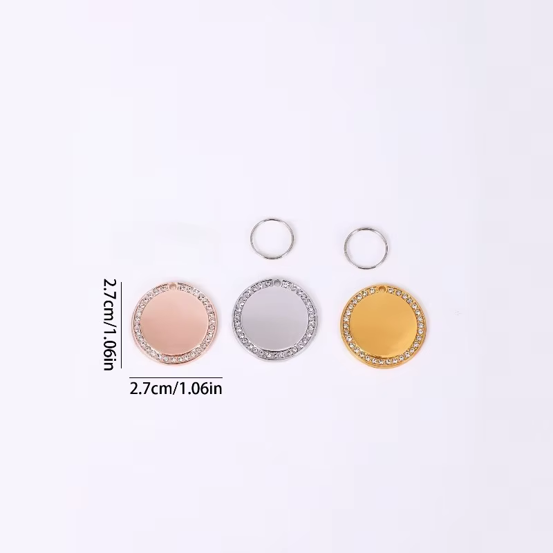 Placa Identificación Personalizada Perros y Gatos – Corazón Cristal Grabado - imagen 5