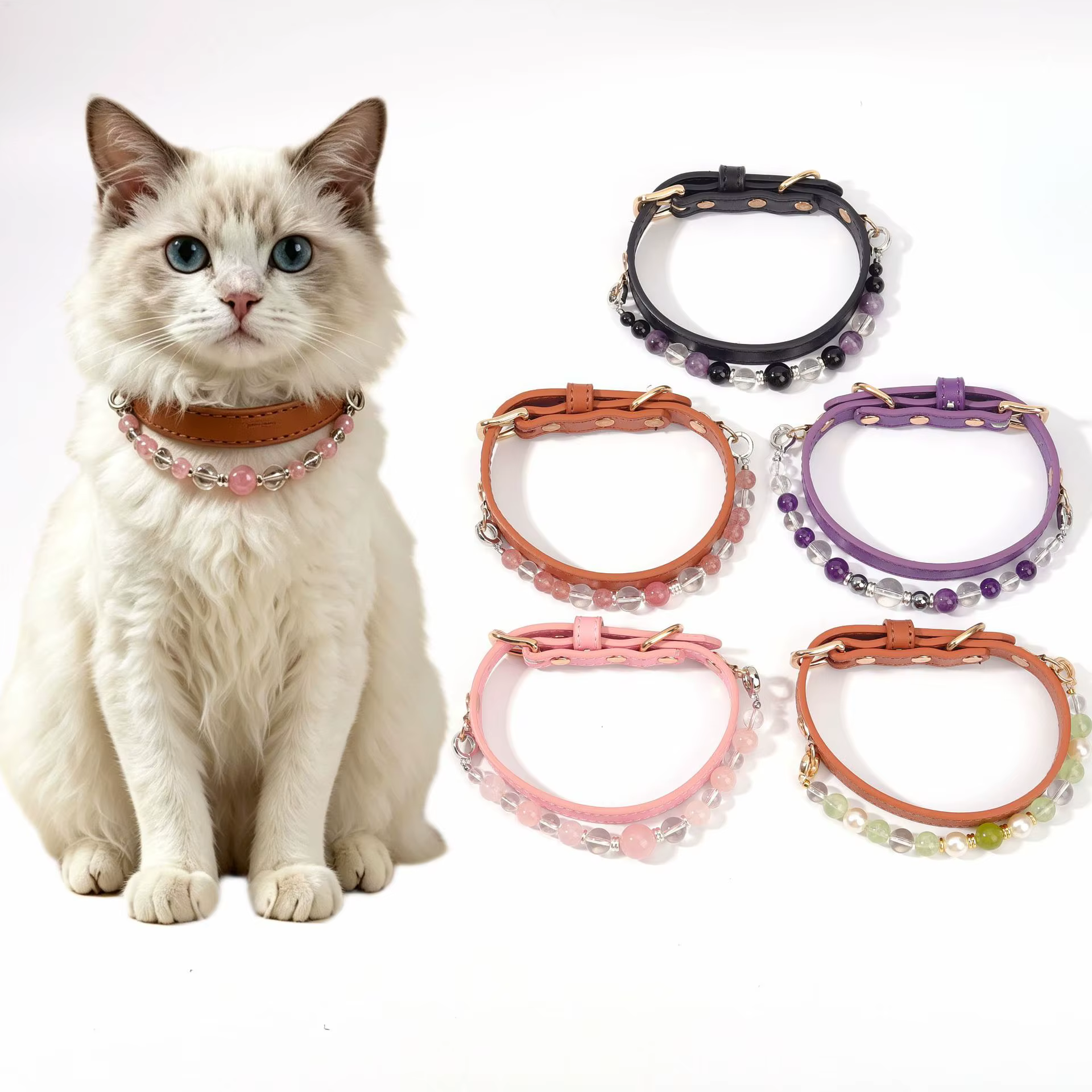 Collar de Cuarzo Natural Curativo para Perros y Gatos – Diseño Elegante - imagen 4
