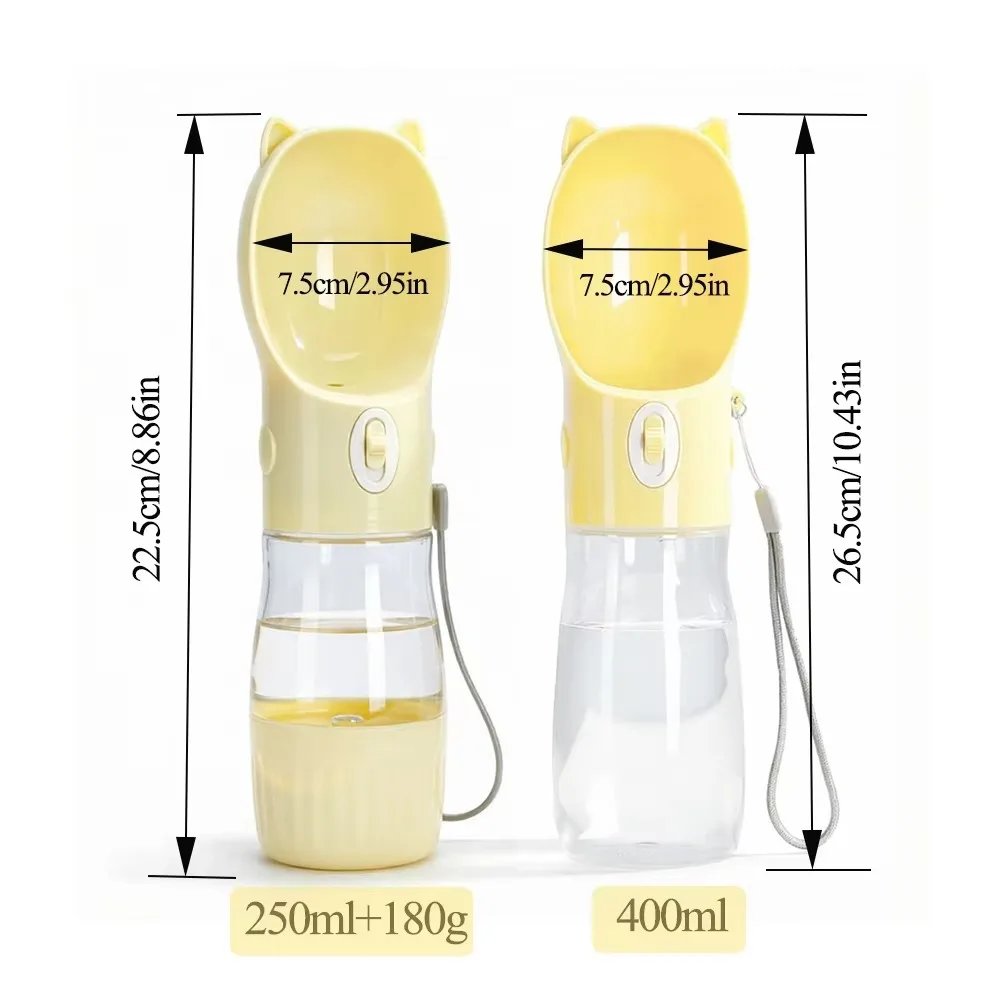 Botella 2 en 1 para mascotas con sistema de agua y contenedor de comida